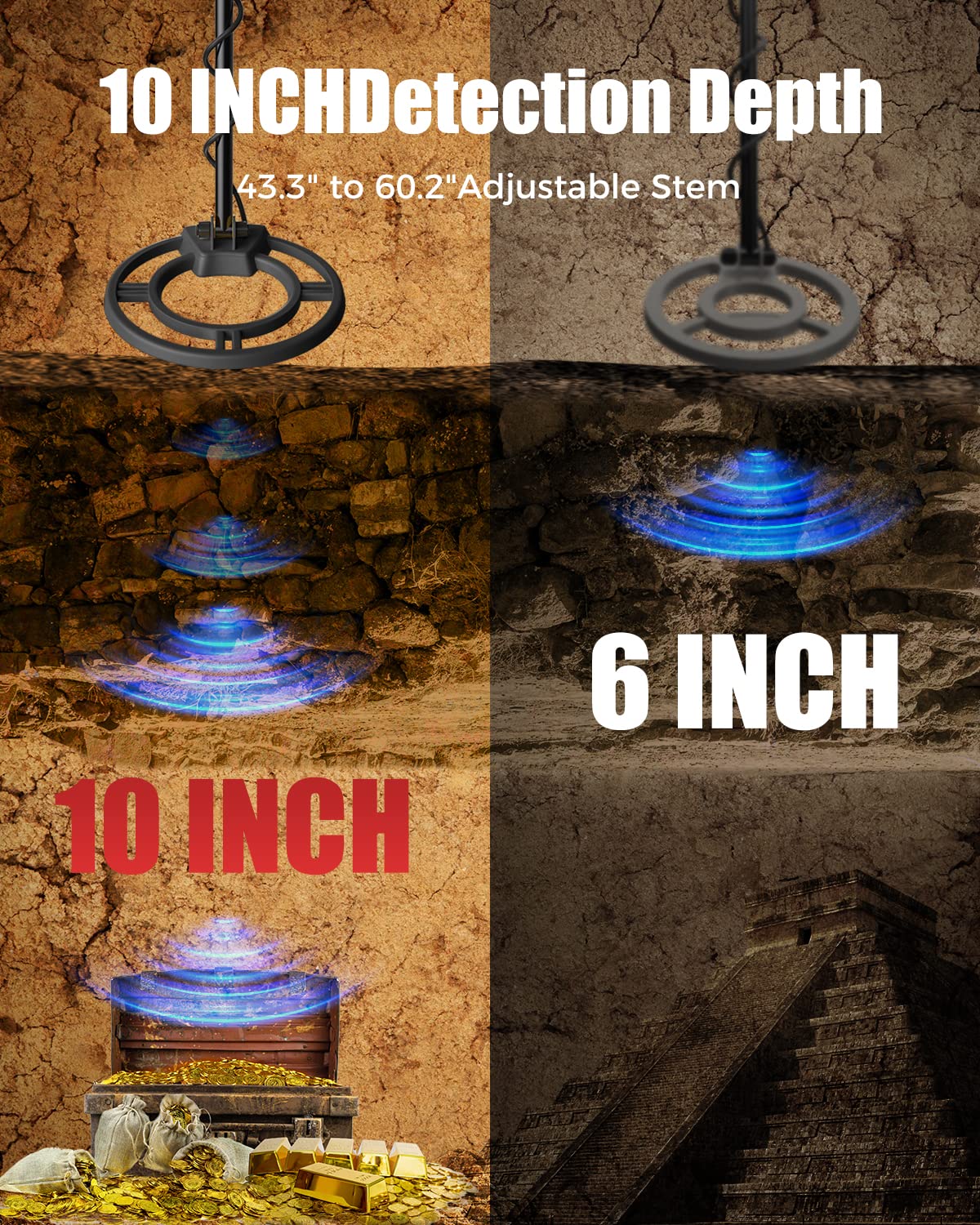 MIYAY Professional Metal Detector for Adults Waterproof, Gold Metales