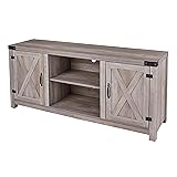 ROCKPOINT 58inch Barn Door TV Stand Entertaiment Media Console Center Industrial Style , Grey Wash