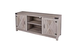 ROCKPOINT 58inch Barn Door TV Stand Entertaiment Media Console Center Industrial Style , Grey Wash