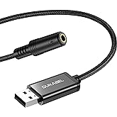 DUKABEL USB to 3.5mm Jack Audio Adapter, USB to Aux Cable with TRRS 4-Pole Mic-Supported USB to Headphone AUX Adapter Built-i
