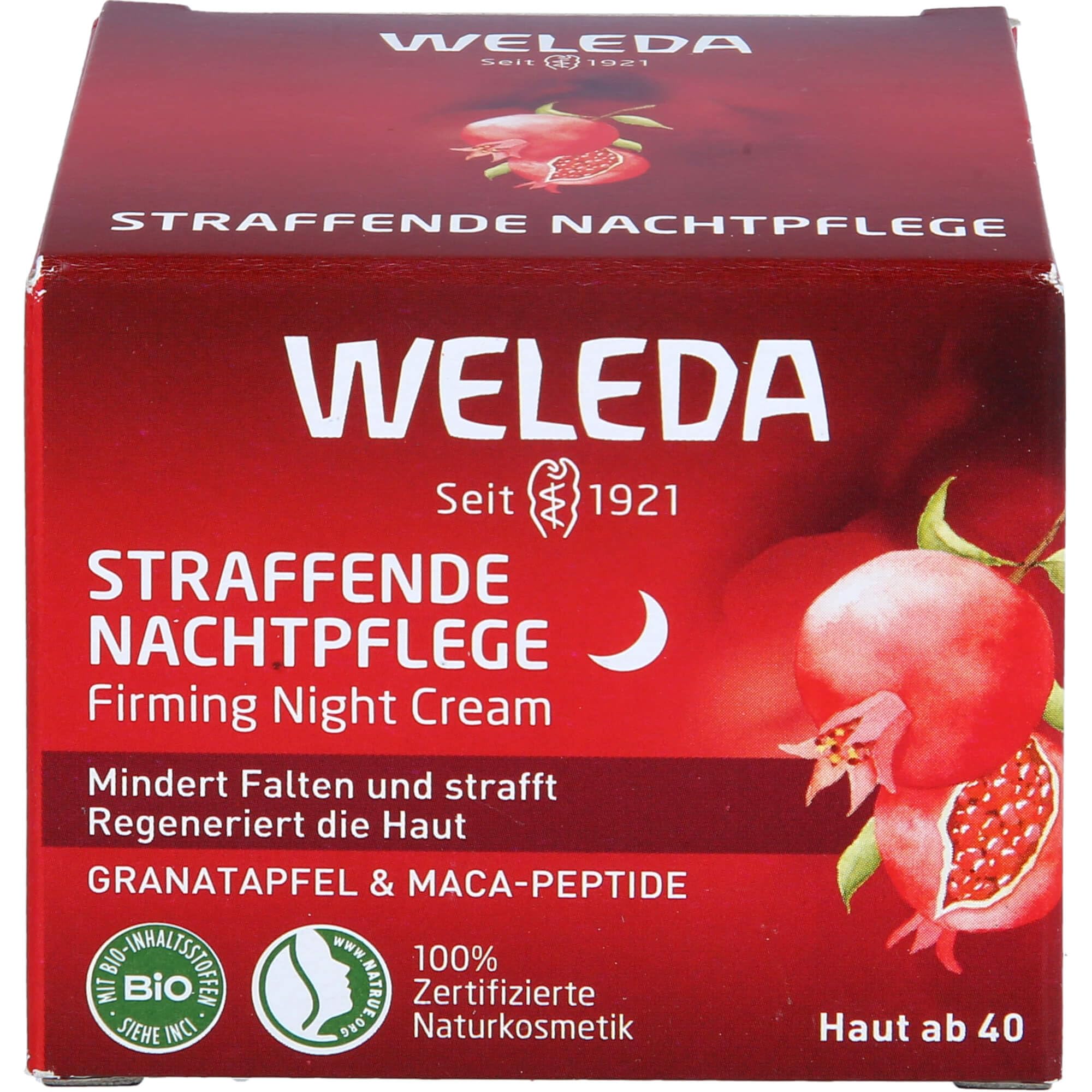 Weleda Firming Night Face Cream with Pomegranate & Maca Peptides, Moisturising Cream, Activates Cell Renewal, Reduces Lines & Wrinkles, Vegan, 40ml