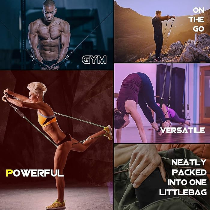 Image 7 - VEICK Resistance Bands Set,Workout Bands,Exercise Bands,5 Tube Fitness Bands with Door Anchor,Handles,Portable Bag,Legs Ankle Straps for Musle Training, Physical Therapy, Shape Body,Home Workouts