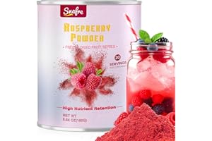 SNAFRE Raspberry Powder, Freeze Dried Raspberry Powder, Natural, No Sugar & Additives, 160G/5.64OZ, Freeze Dried Fruit Powde-r for Baking, Beverages, Smoothies, Yogurt