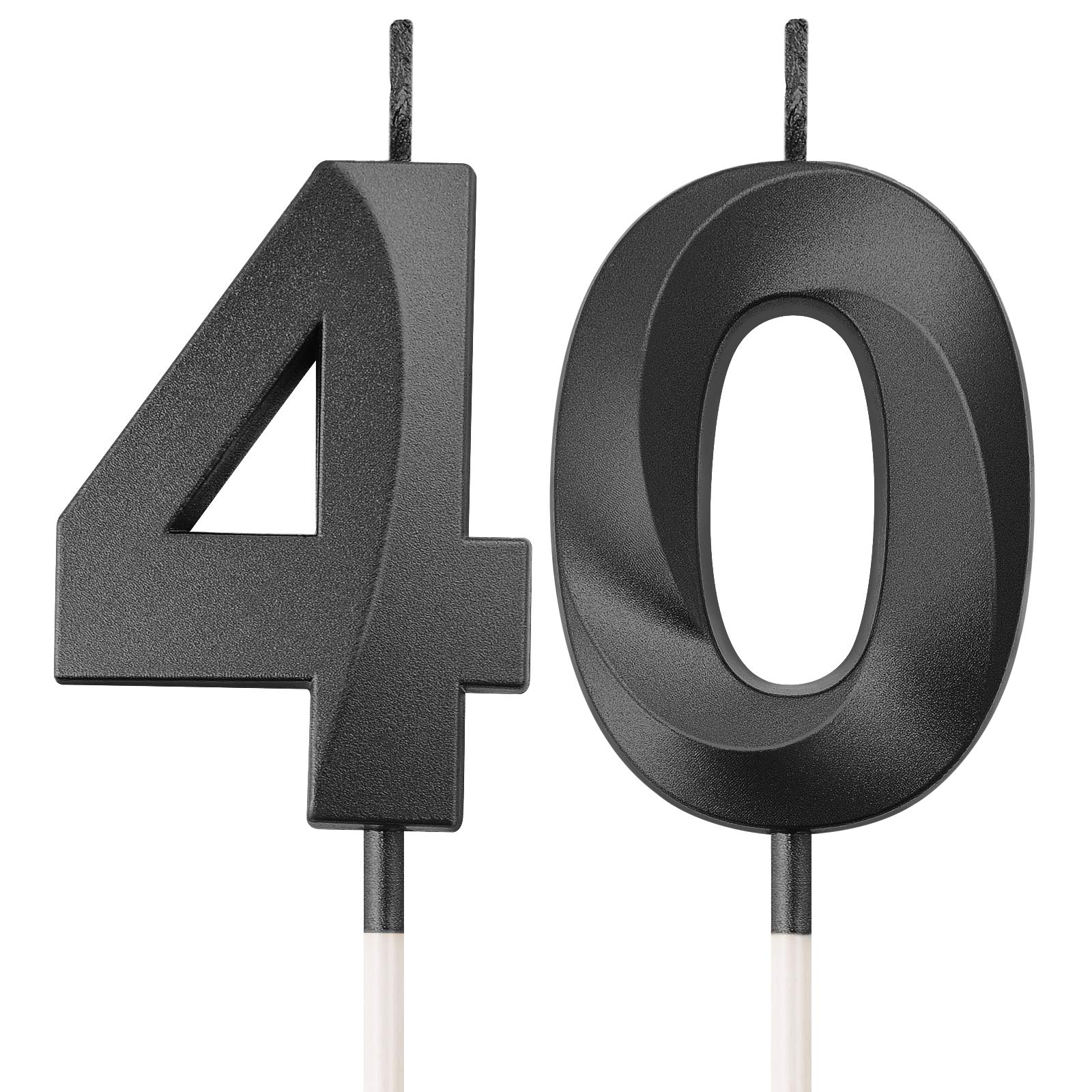 Photo 1 of Birthday Candles Numeral Candles Cake Topper Decoration for Birthday Party Wedding Anniversary Celebration Supplies(Black,40th)
