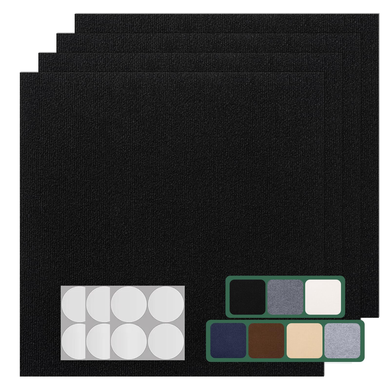 Photo 1 of VallisCo 30 Pack Carpet Tile - 12” X 12” Self Adhesive Carpet Floor Tiles Anti-Slip Squares Peel and Stick Floor Tile DIY Installation for Bedroom (Black)