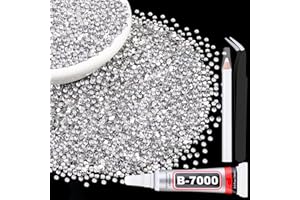 TINKRSTUFF 6000Pcs 3mm Resin Rhinestones with 1Pcs 10ml B7000 Jewelry Glue for Crafting, Clear Large Amount Flatback Gems, Bedazzling Crystal Bulk for DIY Crafts Clothing Tumblers Shoes Nail Art Fabric