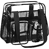 BORMELUN Clear Tote Bags for Work Shoulder Strap Stadium approved Plastic Gallon Lunch boxes Corrections officers 12x12 inches Heavy duty Transparent See through