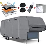 Fonzier Heavy Duty 5th Wheel RV Cover Upgraded 5 Layers Top Anti-UV Camper Cover for 37'1"-40' Motorhome with 4 Gutter Spout 