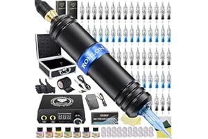 Romlon Tattoo Kit - Complete Tattoo Pen Kit Rotary Tattoo Machine Pen LED Power Supply 40Pcs Cartridges Needles Foot Pedal Skin Practice Tattoo Accessories for Beginners and Tattoo Artists