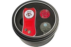 Team Golf NCAA Gift Set Switchblade Divot Tool, Cap Clip, & 2 Double-Sided Enamel Ball Markers, Patented Design, Less Damage to Greens, Switchblade Mechanism