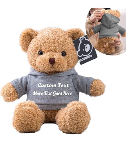 Personalized Teddy Bear Plush - Custom Text + Photo, 8 Inch Stuffed Bear Gift For Valentine's, Birthday