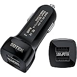 USB 2 Port Car Charger, SDTEK Black Dual Car Charger for iPhone 6, 6s, 7, 8, 5 5s SE (+ Plus models), iPad, Samsung Galaxy J3 J5 S4 S5 S6 S7 Edge, Huawei Honor, Asus Zenfone, Sony Xperia and More
