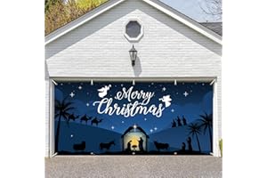 PHOTKEN 13 x 6 FT Christmas Garage Door Cover Banner Backdrop Decorations - Holy Night Nativity Scene Jesus' Birth Printed Hanging Garage Door Background for Indoor Outdoor House Patio Décor Party Supplies