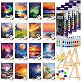 Zhanmai 88 Pcs 8 x 10 Inch Pre Drawn Canvas for Painting Kit Pre Stretched Canvas for Sip and Paint Party Favor Coloring DIY Virtual Party Birthday Gifts Adult's Date Night(Oil Painted Landscape)