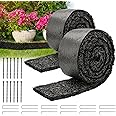LukLoy 2Pack 120"L X 4.5"W Black Rubber Mulch for Landscaping with Fixing Stakes, Recycled Rubber Mulch Mat Roll, Permanent Weed Barrier Garden Edging Border Mat for Gardening, Plants, Flowers
