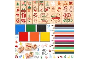 Yexiya 48 Pieces Easter Stamps Wooden Rubber Stamps with Ink Pad Colored Pencil Ink Pad Coloring Pencil Art Supplies Set for DIY Party Favor Gift(Lovely Style)