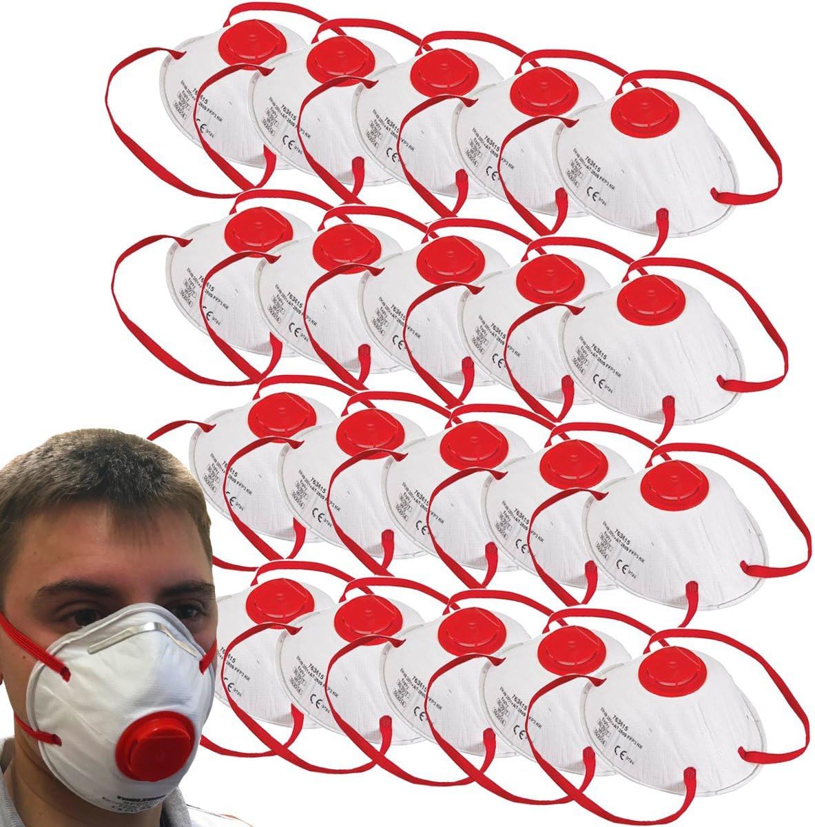 20 FFP3 NR Valved Moulded Dust Mask Respirators