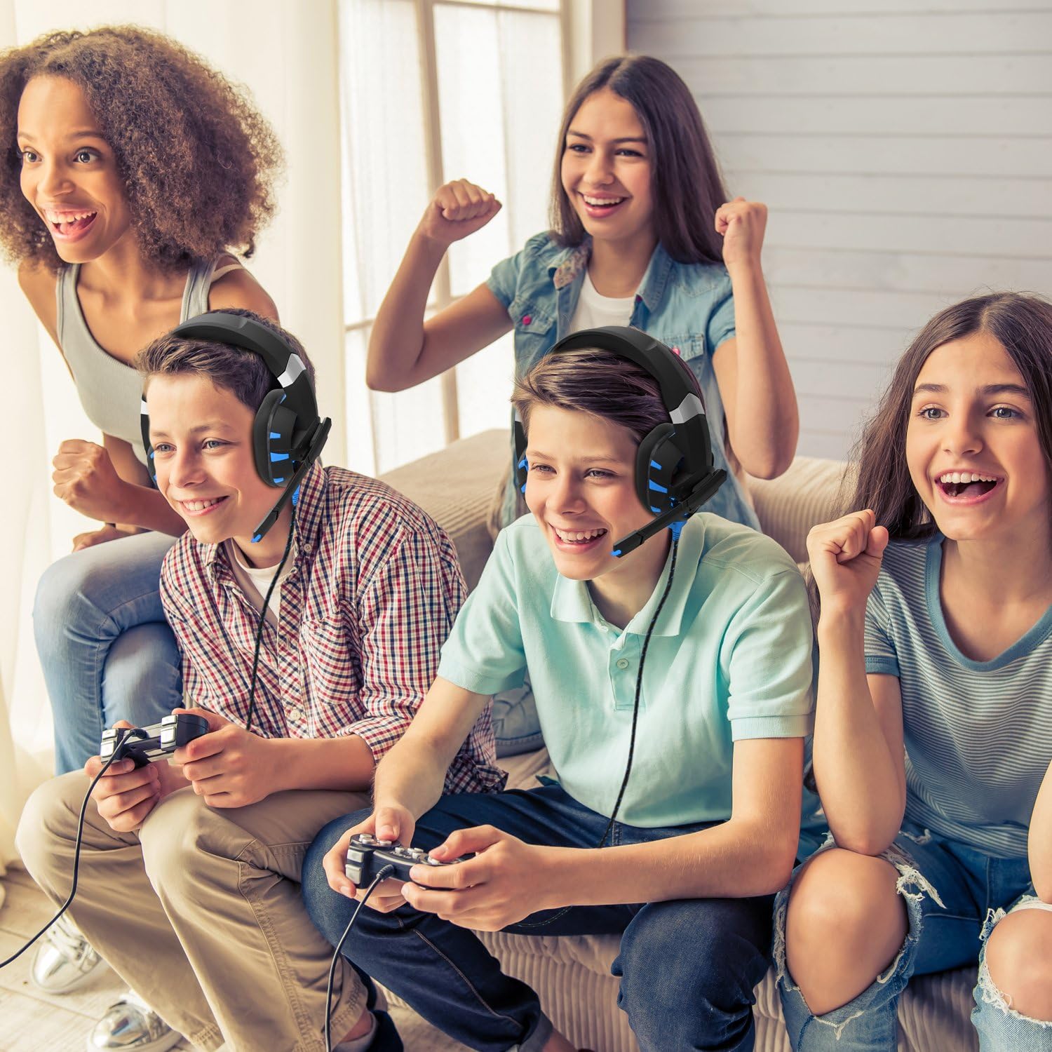 RUNMUS Gaming Headset Xbox One Headset PS4 Headset with Crystal Clear Mic & LED Light, Compatible with PC, PS4, Xbox One Controller(Adapter Not Included): Electronics