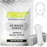 Neon Performance - Nasal Strips (60 Count) - Oil & Sweat Resistant Adhesive - Athletic Nasal Strips for Sport & Nose Strips for Snoring & Sleeping - Nose Strips for Breathing (Clear Transparent)