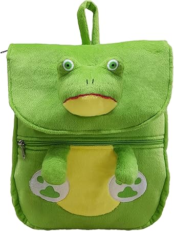 Ultra Felt Velvet School Bag with Frog Soft Toy (Green)