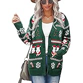 LUKYCILD Ugly Christmas Cardigan Sweaters for Women Button Down Sweaters with Pockets Open Front Knit Cardigan Funny Sweater