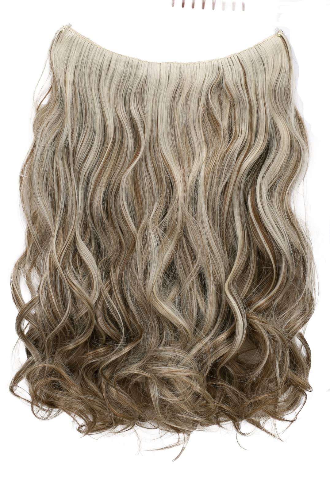 CAISHA 20" 1 Weft Extension With Elastic Band Hair Extensions Hairpiece Wavy Light Brown Light Blonde Highlights E123-1