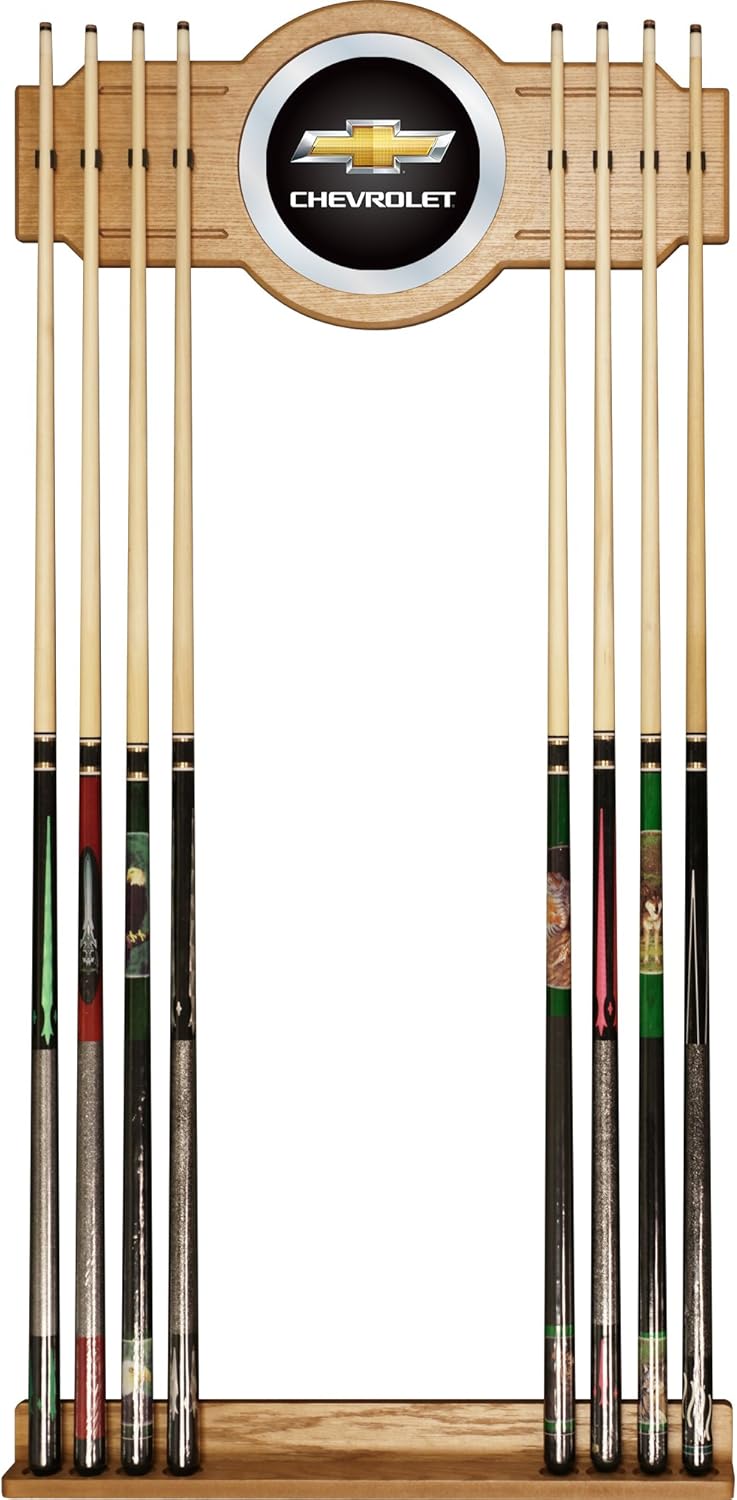 billiard cue wall rack on Amazon Com Chevrolet Billiard Cue Rack With Mirror Billiard Cue Racks Sports Outdoors
