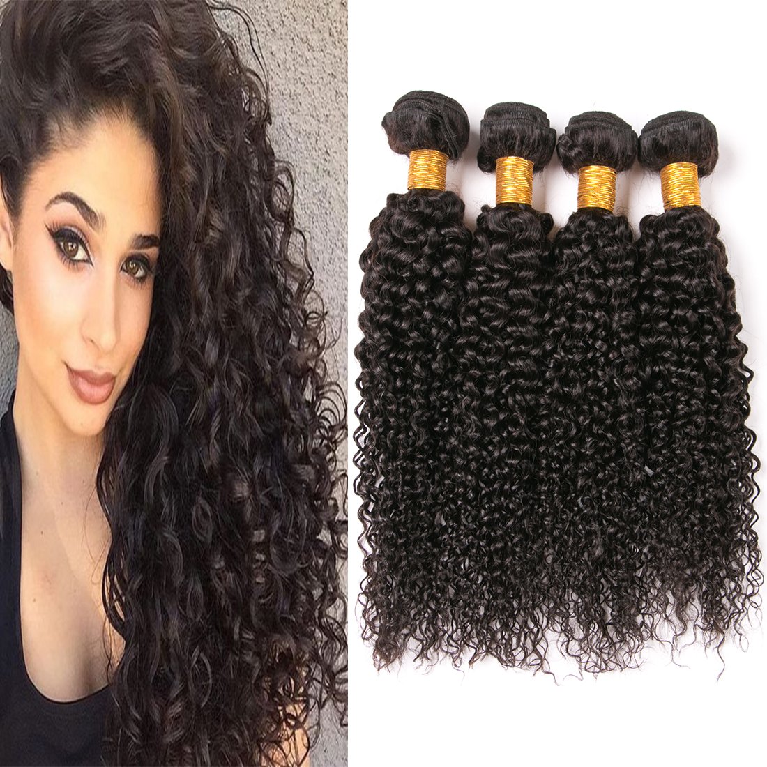 Amazon Com 4pcs Curly Hair Brazilian Jerry Curl Bundles 16 18 20