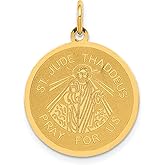 14k Yellow Gold St. Jude Thaddeus Pray for Us Medallion Pendant for Men or Women, Catholic Religious Medal Necklace, Christian Faith Jewelry, Spiritual Devotion Charm, Protection Symbol Pendant