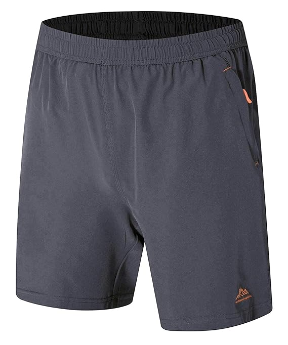 Leezepro Outdoor Shorts Herren Sporthose kurz schnell trocknend mit Reißverschlusstasche Trainingsshorts für Outdoor-Sport, F