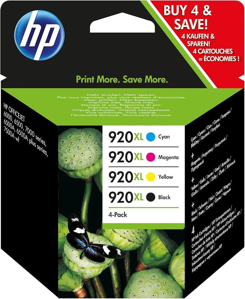 HP 920XL Combo Pack Black Cyan Magenta Yellow Ink Cartridges OfficeJet 1200pg BK