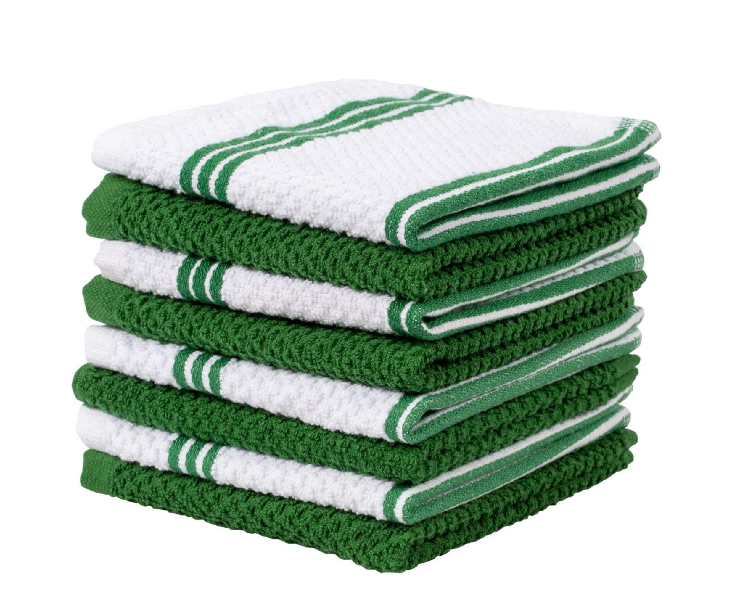 Living Fashions 8 Pack Dish Cloths for Washing Dishes - 100% Cotton Absorbent Dish Towels Size 12" x 12" - Perfect Rags for Washing Dishes - Kitchen Rags and Washcloths for Dishes (Green)