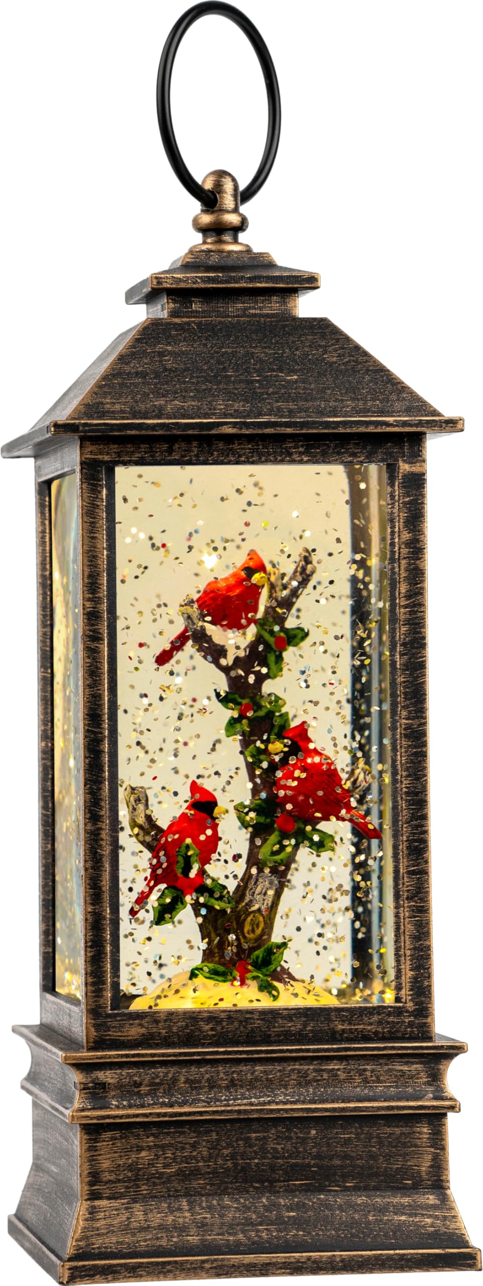 Photo 1 of 10'' Lighted Cardinal Music Snow Globe Water Lantern with Swirling Glitter Decoration for Christmas Home, Living Room, Battery Operated or USB Powered