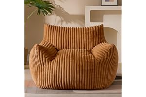 GERICCO Giant Plush Bean Bag Chair for Adults with Armrests - Oversized Comfy Orange Beanbag Lounge Lazy Floor Sofa Accent Chair for Living Room, Bedroom & Dorm, Cozy Fluffy Single Cloud Mini Couch