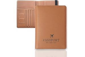 VACADAY Passport Wallet, RFID Passport Holder Cover Travel Wallet with Multiple Organizer Pockets for ID/Cards/Money/Documents, PU Leather Passport Case Purse, International Travel Essentials (Brown)