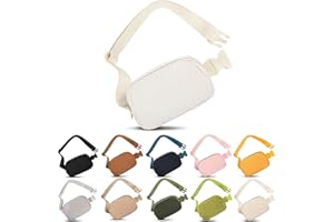 Frenou Fleece Belt Bag with Adjustable Strap for Women and Men Crossbody Fanny Bag Bum Bag, Waist Pack for Hiking Workout Sports Travel Beige