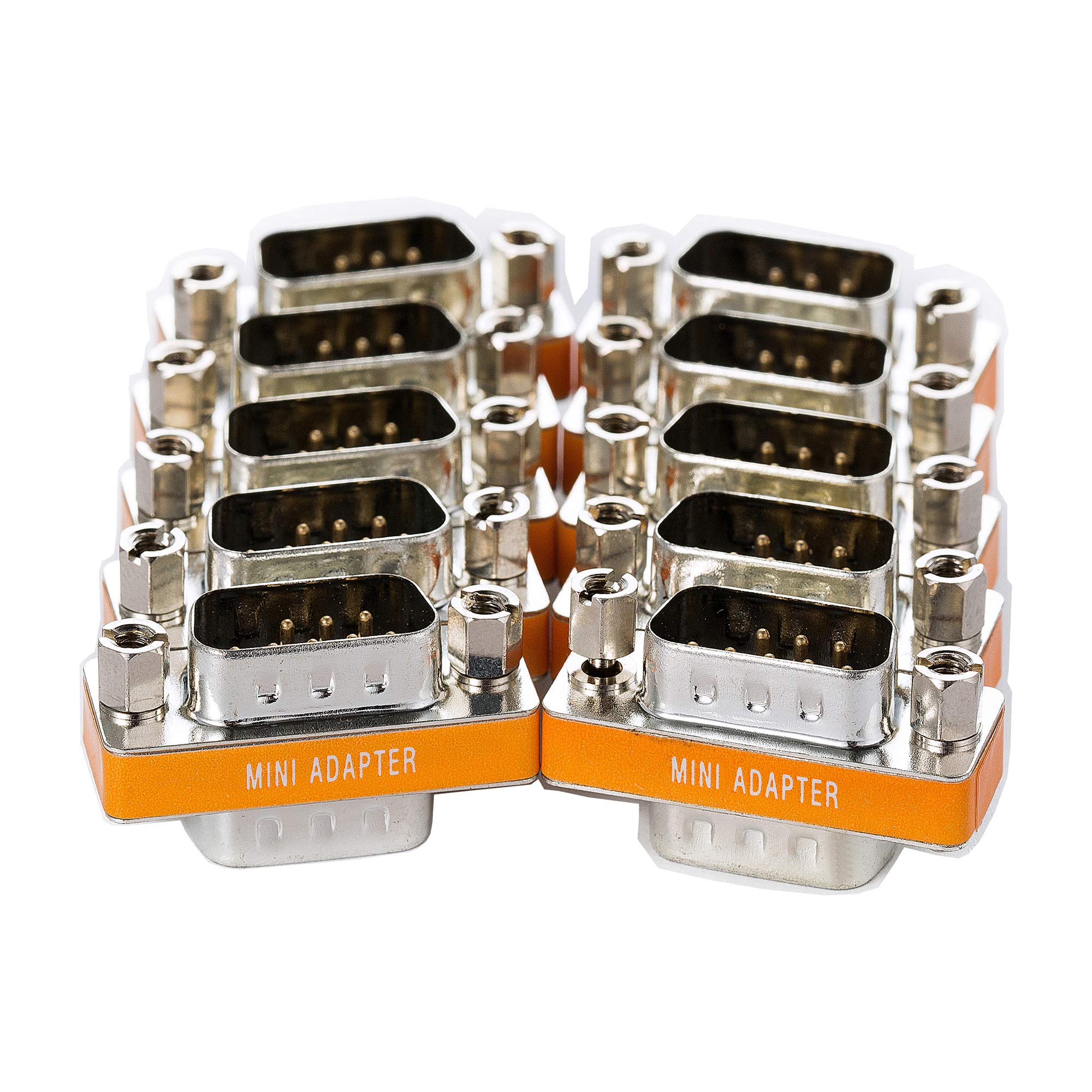 Arnorin DB9 null modem adapter male to male slimline data transfer serial port adapter 10 Pack