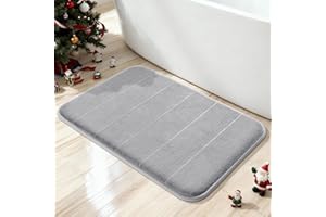 Yimobra Memory Foam Bath Mat, Super Soft Absorbent Bathroom Rug Non Slip, Quick Dry, Machine Washable Floor Carpet for Tub Shower, Home Decor Accessories, 24x17, Grey