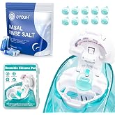 CYOUH 100pcs Salt Saline Packets + 10 PCS Silicone Pads Neti Pot Sinus Nasal Wash Rinse, 2.34g Salt Packets Refills Accessories for Substitute Saline Pods (100Salts+10Pads)