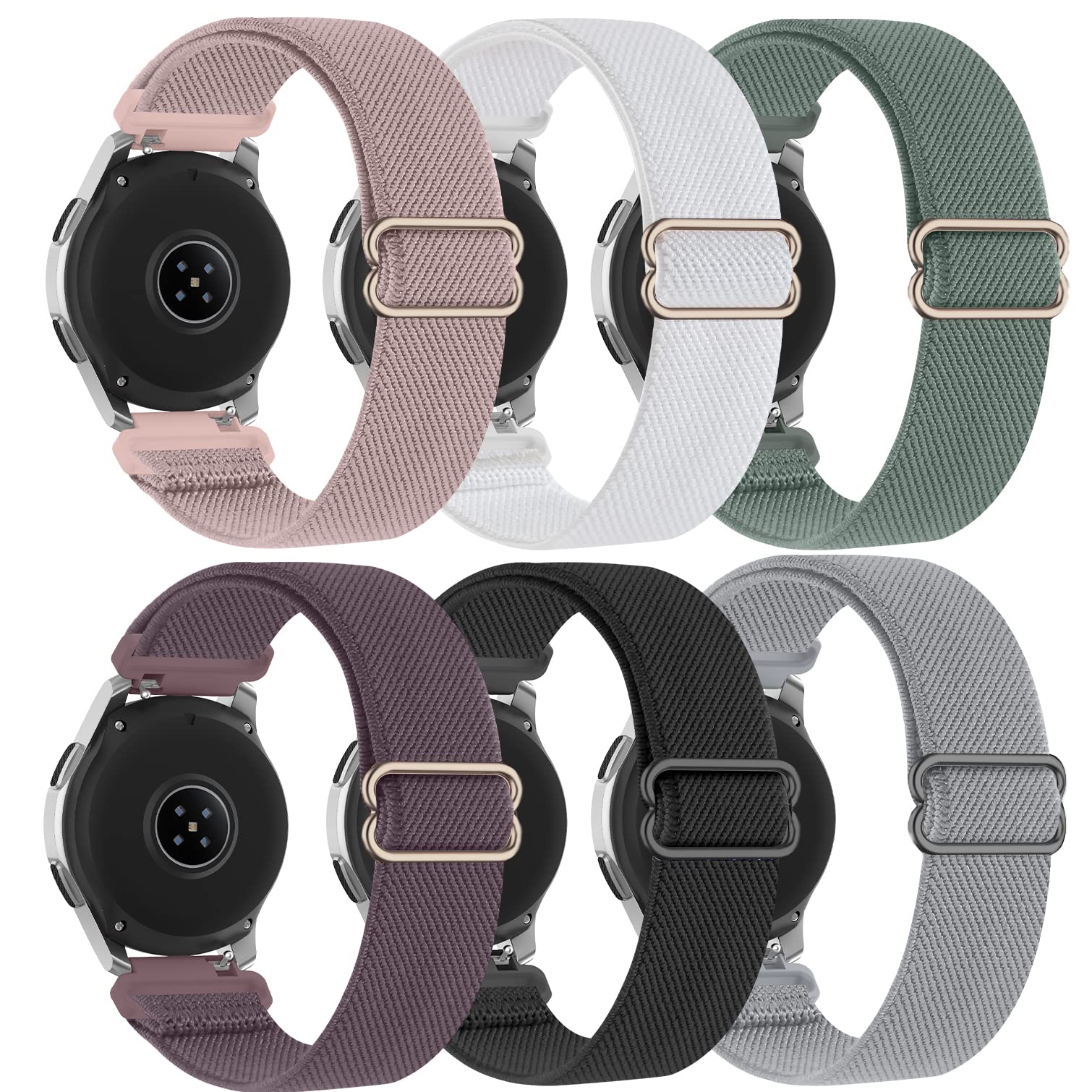 Farluya 6 Pack Watch Bands Compatible with Samsung Galaxy Watch 3 45mm/Galaxy Watch 46mm Bands/Gear S3 Frontier,22mm Stretchy Nylon Watch Straps Adjustable Wristband for Men Women