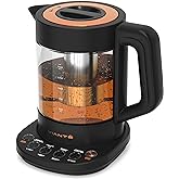 Vianté Electric Kettle With Infuser. No Plastic In Contact With Water. Hot Tea Maker With Temperature Control And Automatic Shut Off 1.5 Liters Capacity | Black Color