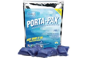 Walex Porta-Pak Holding Tank Deodorizer & Portion Control Drop-Ins - Unbeatable Odor Prevention, Formaldehyde-Free, Non-Staining, Deodorizes & Breaks Down Waste and Paper, Dissolves Quickly - 50 Pack