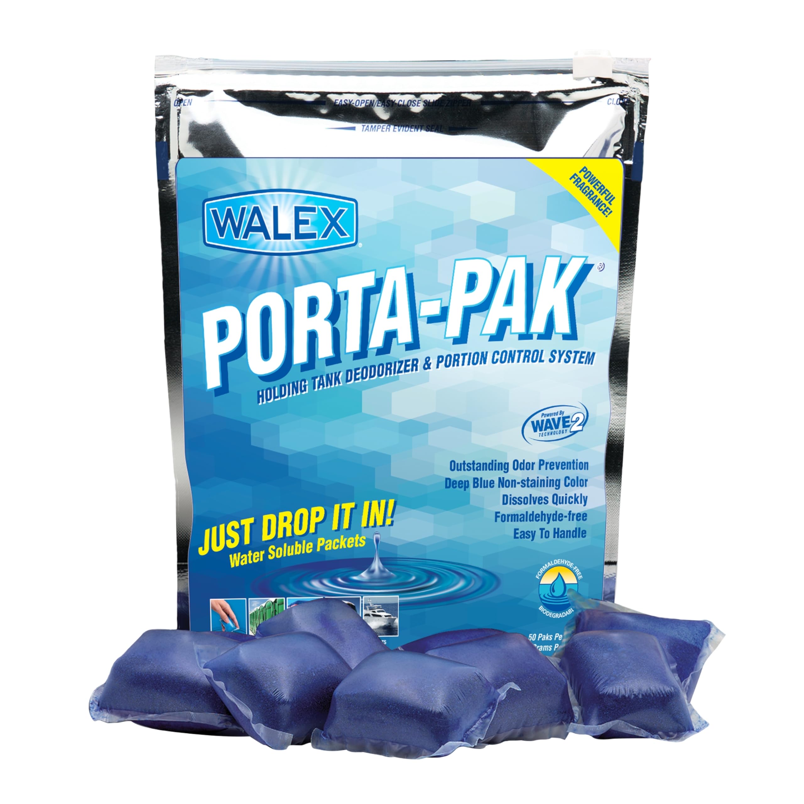 Walex PPSGBG Porta-Pak Commercial Holding Tank Deodorizer Drop-Ins, Sunglow Scent (Pack of 50)