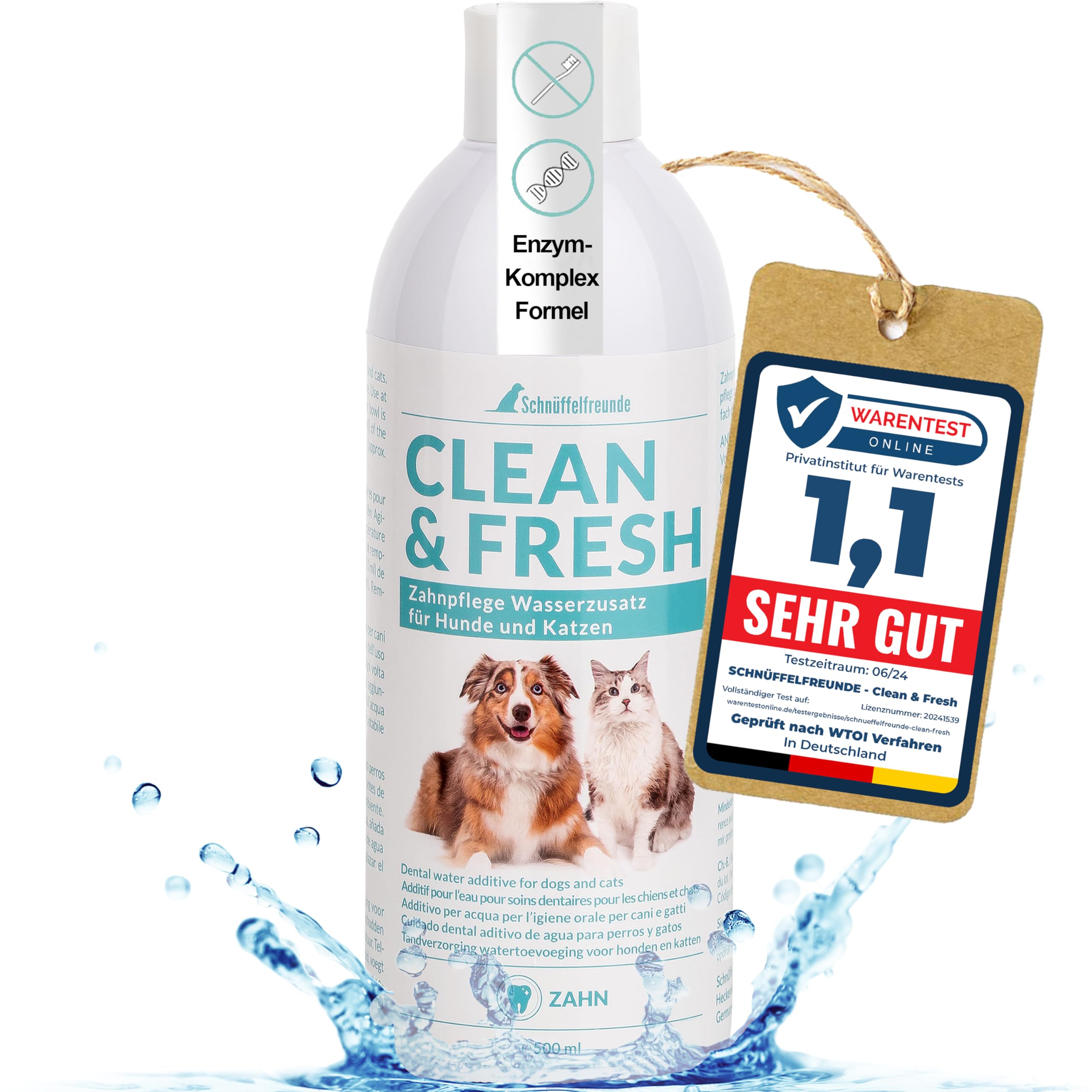 Schnüffelfreunde Dental Care Water Additive for Dogs and Cats | Fresh Breath and Healthy Teeth - Helps Prevent Plaque and Tartar Build-up