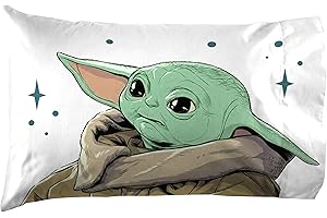 Jay Franco Star Wars The Mandalorian Curious Child 1 Pack Pillowcase - Double-Sided Kids Super Soft Bedding - Features The Child Baby Yoda Grogu