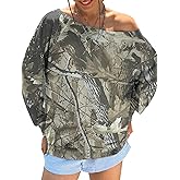 SOFIA'S CHOICE Womens Camo Hoodie Maple Leaf Print Oversized Hooded Sweatshirt Long Sleeve Pullover Tops with Pocket