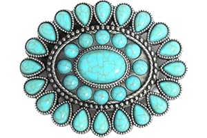 Wojgzon Turquoise Belt Buckles for Women Western Cowboy Cross Texas longhorn Big Buckles for Ladies, #1 Turquoise, 3.58 x 2.8