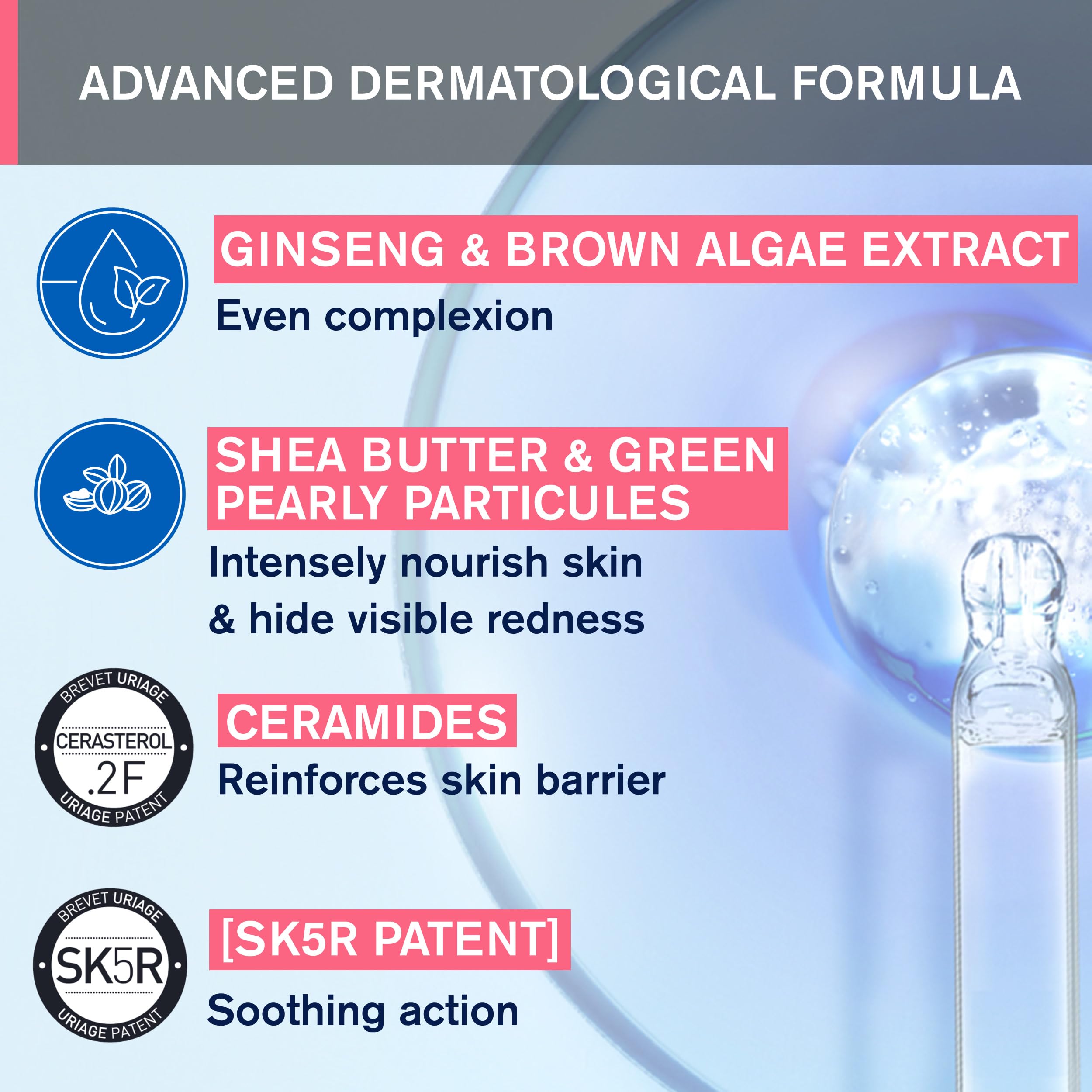 Uriage Roséliane Anti-redness Rich Cream | With Green Pearls, Shea Butter, Ginseng & Algae Extracts, Soothes, Hydrates, Reduces Redness, Paraben-Free, Non-Comedogenic, 50 mL / 1.69 fl oz