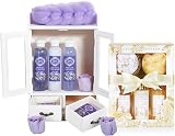 BRUBAKER 15pc Vanilla Rose Mint Bath Gift Set with Wooden Cabinet for Women view 1