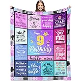 Paoeyty 9 Birthday Gifts for 9 Year Old Girls, Sweet 9th Decorations for Girls Daughter Granddaughter, Nine Year Old Throw Blanket 60" X 50"